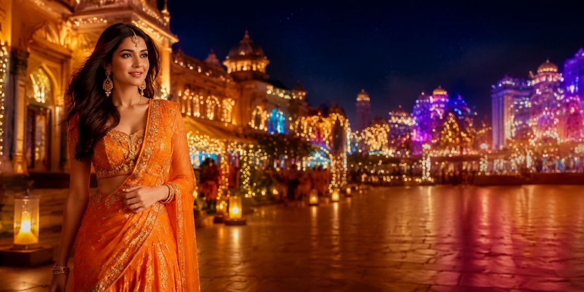 Vibrant night market showing Indian casino-style entertainment