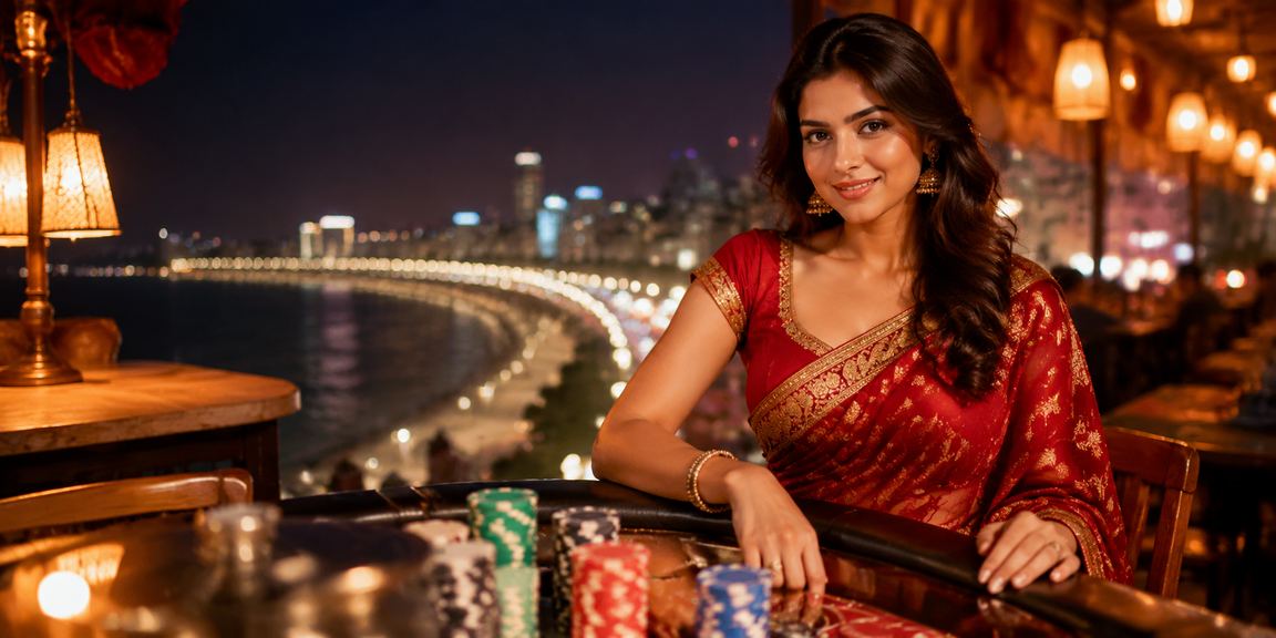 Female player enjoying Andar Bahar on mobile near Marine Drive, Mumbai